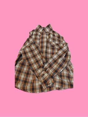 ROMWE Brown Plaid Button-Down Shirt